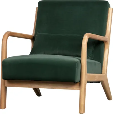 Produktbild von WOOOD Mark Samt Sessel Grün - Relaxstuhl Samtstoff mit Armlehne 75x67x82 cm