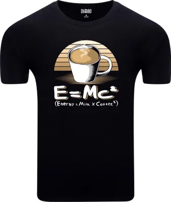 Zdjęcie produktu dla Diarbo Koszulka Męska z Matematycznym Nadrukiem Emc2 Kawa Czarny Rozmiar XXL
