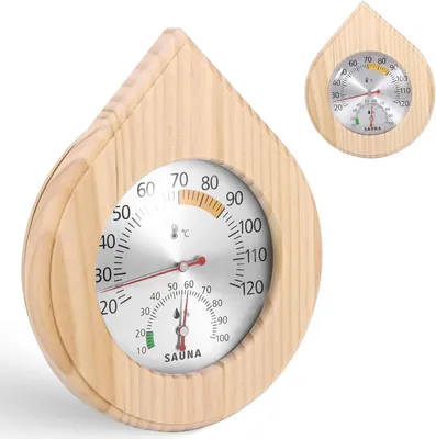 Imagen del producto de Higrómetro de madera 2 en 1, alta precisión, para sauna, medidor de humedad