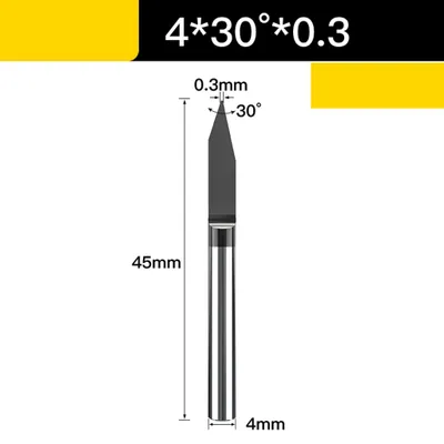 Zdjęcie produktu dla Frez do grawerowania 4 mm z powłoką VHM Rozmiar: 4 × 30° × 0.3
