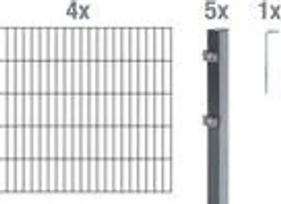 Produktbild von Alberts Doppelstabmatten Zaun, Höhe 80 cm, Länge 8 m, Zaun-Komplettset zum Einbetonieren, anthrazit, Pfosten 60x40 mm
