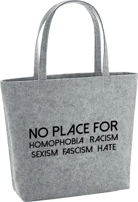 Produktbild von Huuraa Filzshopper No Homophobia Racism Hate 22 Liter Grey Melange Filztasche Geschenkidee