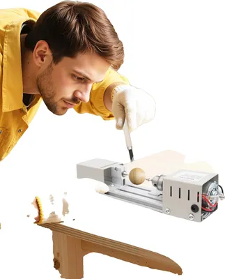 Immagine prodotto di Mini tornio per legno, potenza 96 W, 7 velocità, lunghezza di lavorazione regolabile da 1 a 120 mm, compatto (1,4 kg), fino a 9000 giri/min