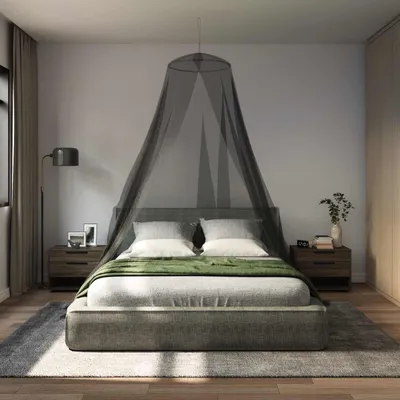 Obrázek produktu pro Moskytiéra na postel 3 pcs 156 mesh Černá ⌀56 x 220 cm