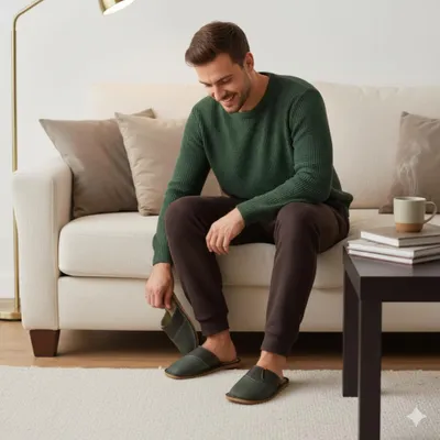 Obrázok produktu pre Pánske kožené papuče ADRIAN s gumkou