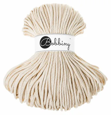 Produktbild von BOBBINY 5 mm Premium Flechtkordel 100 m Garn Häkeln Makramee 50 Farben Farbe Golden Natural, KI-generiertes Bild