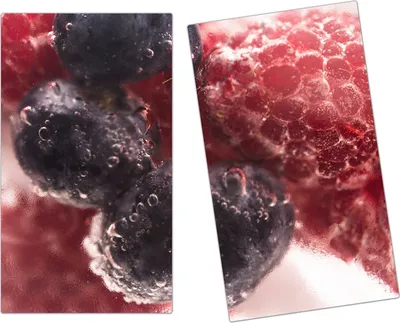 Produktbild von Spritzschutz Herdabdeckplatte Schneidebrett aus Glas Gefrorene Beeren mit Tropfen 2-Teilig (60x52cm)