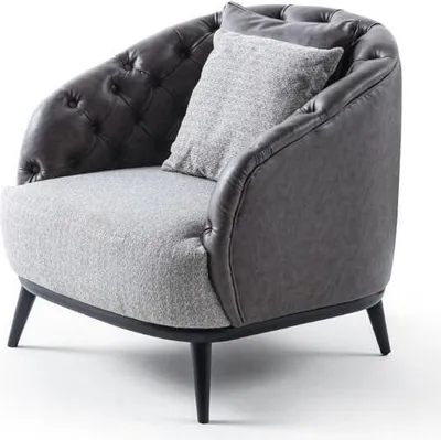Image de Design Sessel Einsitzer 1 Sitzer Stoffsessel Grau Design Chesterfield