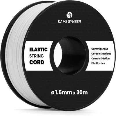 Obrázok produktu pre Elastická šnúrka 1 mm x 30 m, biela, Elastan, pre šperky