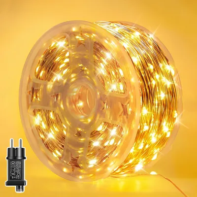Lichtschnur 12 m, 120 LEDs, warmweiß, IP44, 8 Modi, Timer