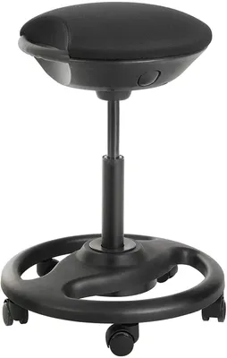 Productafbeelding van Werkstoel op wielen, ergonomisch, verstelbaar in hoogte en kantelbaar, zwart, bekleed met stof, 50 x 50 x 55-73 cm