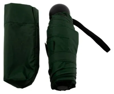 Image de Parapluie pliant télescopique manuel, ø 90 cm - Parapluie avec poignée en plastique, vert foncé