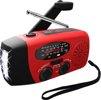 Produktbild von Notfall-Kurbelradio mit Taschenlampe für Notfälle, tragbares AM/FM-NOAA-Wetterradio mit 2000-mAh-Powerbank und Handy-Ladegerät, B-Ladegerät und Solarbetrieb für Camping, Notfälle und Räumungsarbeiten