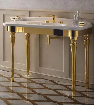 Produktbild von Casa Padrino Luxus Jugendstil Waschtisch Weiß / Gold - Badezimmer Möbel -  Italy