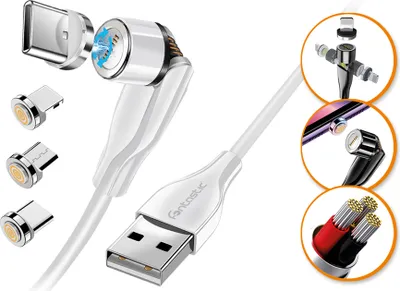 Produktbild von 3 in 1 Daten- und Ladekabel „Twitch“ Magnetisch | 540° drehbar