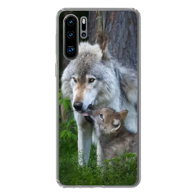 Produktbild von MuchoWow® Handyhülle Schutzhülle Hülle für Huawei P30 Pro Wolf - Moos - Wald - Welpe Silikon Softcase Handy Hülle - Schutzdeckel