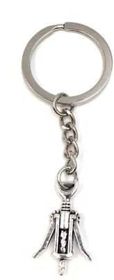 Produktbild von Onwomania Schlüsselanhänger Korkenzieher Wein Silber Metall Anhänger Charm