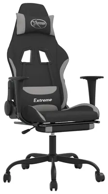 Produktbild von vidaXL Gaming-Stuhl mit Massage & Fußstütze Schwarz und Hellgrau Stoff