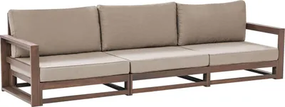 Obrázek produktu pro BELIANI Zahradní pohovka z tmavě hnědého dřeva a taupe akátového dřeva, venkovní 3místná s polštáři, moderní design