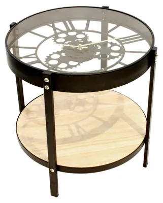 Produktbild von HOME DECO FACTORY Runder Beistelltisch mit Uhr Klein Schwarz