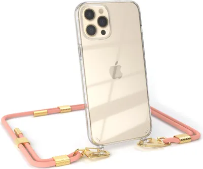 Produktbild von EAZY CASE Handykette für Apple iPhone 12 Pro Max, Transparente Silikonhülle mit Band, Clear Case, abnehmbar in  Rosa