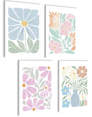 Productafbeelding van Set van 4 A4-afbeeldingen met abstracte bloemmotieven, thema's als yoga en manifestatie, geschikt voor wanddecoratie