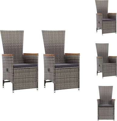 Produktbild von vidaXL Garten-Liegestühle 2 Stk. mit Auflagen Poly Rattan Grau -  Gartenstühle