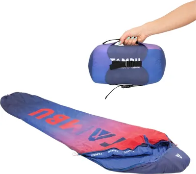 Produktbild von TAMBU Outdoor Camping Mumienschlafsack nachhaltiger Sommer und Frühling Schlafsack ultraleicht 205 x 75 aus recyceltem Material & platzsparend