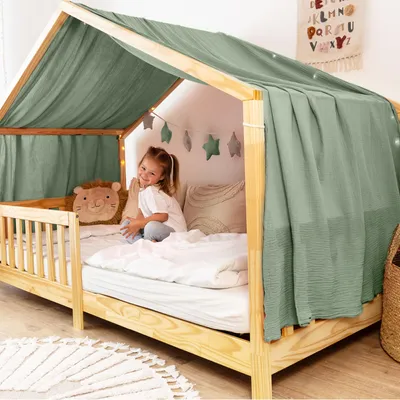 Produktbild von Himmel für Hausbett aus Musselin - Länge 320, 360 oder 420 cm