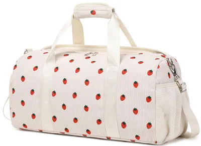 Sporttas für Mädchen, Reisetasche mit Schuhfach, Erdbeer, 18" L x 9.75" H x 8" B