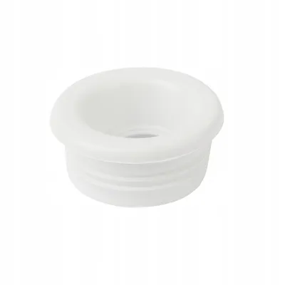 A white rubber reducer for wastewater discharge.