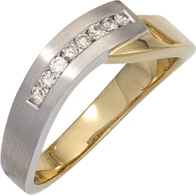 Produktbild von JOBO Damen Ring 585 Gold Gelbgold Weißgold 8 Diamanten Brillanten Goldring Größe 56