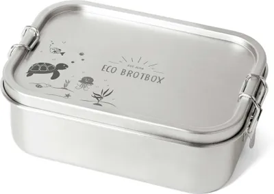 Produktbild von ECO Brotbox - Yogi+ Turtle Edition - auslaufsichere Edelstahl Lunchbox mit Gravur (0,8L)