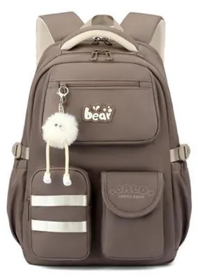 Productafbeelding van Schooltas voor meisjes met laptopvak (15,6 inch), inclusief trolleyband, bruin