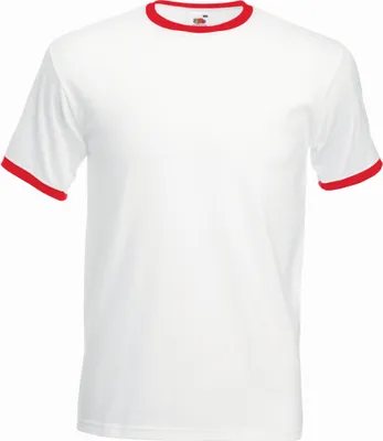 Produktbild von Ringer T-Shirt | Fruit of the Loom (FOL61168), Farbe:white/red, Größe:XXL