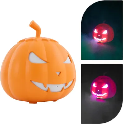 Produktbild von LED Kürbis Nebelmaschine - 800 W - AC 220–240 V - Halloween Deko - Bühnen- & Party Rauchmaschine - mit Lichteffekten - Kunststoff