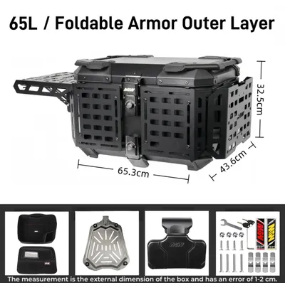 Produktbild von Motorrad-Topcase - Heckkoffer - 65 l - Aluminiumlegierung - Wasserdicht - Faltbar - Schnellverschluss - Schwarz