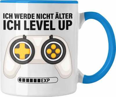 Produktbild von Trendation - Geburtstag Geschenk für Gamer Tasse Geburtstagsgeschenk Zocker Gaming Ich Werde Nicht Älter Ich Level Up Geschenkidee (Blau)