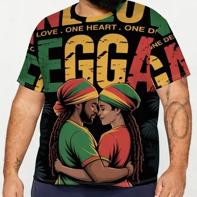 Produktbild von Herren T-Shirt Übergröße, buntes Kurzarmshirt aus atmungsaktivem Polyester mit Print, lässiges Freizeit Shirt 3XL