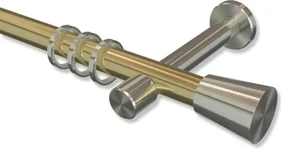 Produktbild von Interdeco Gardinenstange, Vorhangstange Messing-Optik / Edelstahl-Optik Modell Prestige Sitra, 20 mm Ø 1-läufig, 540 cm (geteilt)