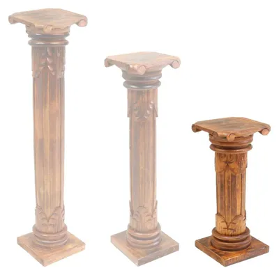 Produktbild von Säule Antike Blumensäule Dekosäule Ständer Sockel Podest Blumenständer Holz in vielen verschiedenen Designs , Säulen Variante Antik:Hellbraun 60 cm