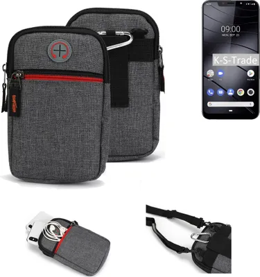 Produktbild von K-S-Trade Holster Gürteltasche kompatibel mit Gigaset GS195 Handy Tasche Schutz Hülle grau Zusatzfächer 1x