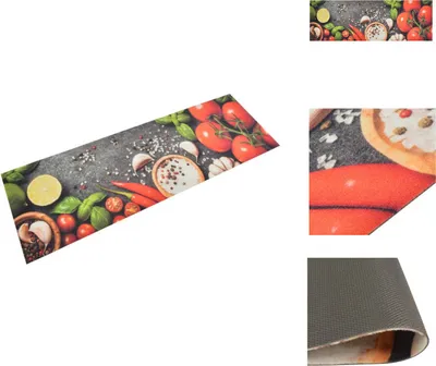 Produktbild von vidaXL Küchenteppich Waschbar Gemüse 60x180 cm Samt -  Fußmatten