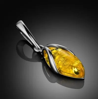 Produktbild von Anhänger klein Bernstein Tropfen in Sterling Silber 925, Gelb Honig; Anhänger Si