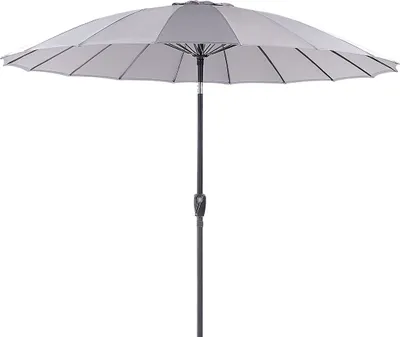 Produktbild von Beliani Sonnenschirm, Grau, Ø 255 cm, H 235 cm, Polyester/Aluminium, neigbar, Winddach, für Garten, Balkon & Terrasse, windbeständig bis 25 km/h