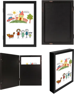 Produktbild von Bilderrahmen für Kinderzeichnungen A4 Kinder Kunst Rahmen Aufklappbar Kinder Kunstwerken Schule Familie - Farbe: Schwarz