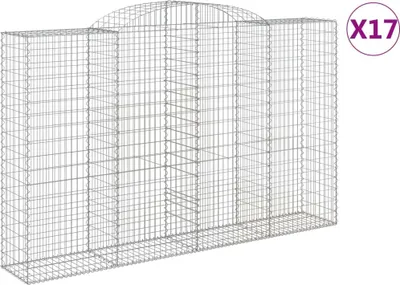 Obrázok produktu pre vidaXL Gabiony s vysokým oblúkom 17 ks 300x50x180/200cm Pozinkované železo
