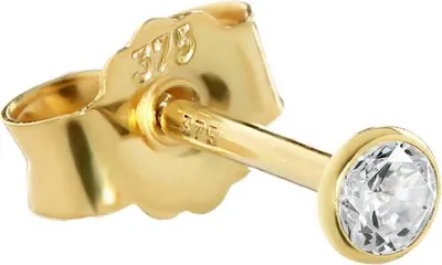 Produktbild von Einzel 3mm Ohrstecker Gelbgold 375 Gold Ohrring 9 Karat Zirkonia Weiß Kelch 2603