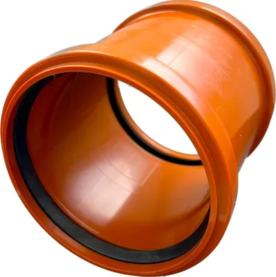 Produktbild von Muffe KG-rohr DN 110 PVC-U SN8 | Überschiebmuffe mit Dichtung | für externe Entwässerungssysteme | 2 Gummidichtungen |