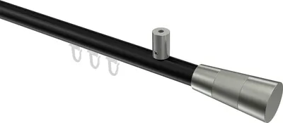 Produktbild von Interdeco Innenlaufstange / Gardinenstange mit Innenlauf Schwarz / Edelstahl-Optik, Typ Sonius Tanara (Konus Bicolor) Deckenmontage, 20 mm Ø 1-läufig, 220 cm